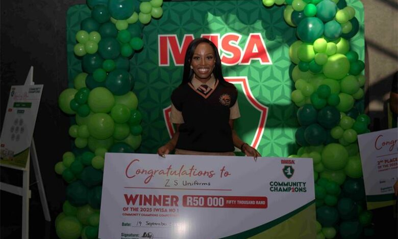 Khabonina Mnguni receiving IWISA Community Champions Award